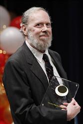 Dr. Dennis Ritchie, Bell Labs Fellow, poses after receiving the 2011 Japan Prize at Bell Labs headquarters in Murray Hill, New Jersey, on Tuesday, May 19, 2011.