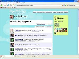 A screen shot from Twitter, the short-message social networking site.
